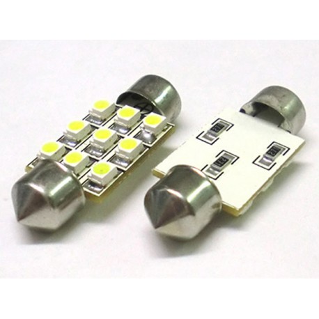 Lampada Led Siluro T11 C5W 36mm 9 Smd Bianco Freddo 12V Luci Targa
