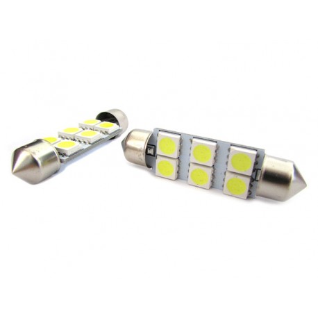 Lampada Led Siluro T11 C5W 41mm 6 Smd 5050 Bianco Ghiaccio 12V Luci Targa