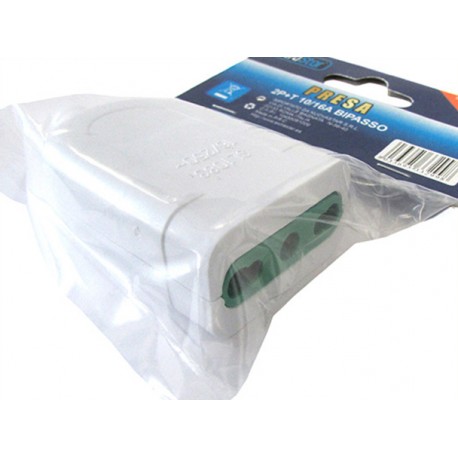 2 PZ Adattatori Presa Volante 2P+T 10/16A 250V Bipasso Bianco Extrastar XSL1083