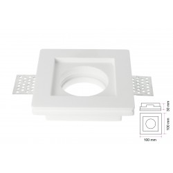 Portafaretto Lampada Led GU10 Da Incasso A Scomparsa Corpo Quadrato Gesso Bianco Verniciabile 100 x 100 mm SKU-3651