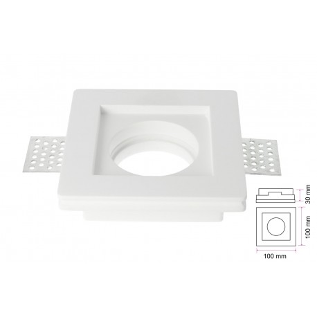 Portafaretto Lampada Led GU10 Da Incasso A Scomparsa Corpo Quadrato Gesso Bianco Verniciabile 100 x 100 mm SKU-3651