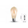 Lampada Filo Led a Filamento E27 ST64 6W Bianco Caldo 2200K Cover Amber Vintage SKU-4362