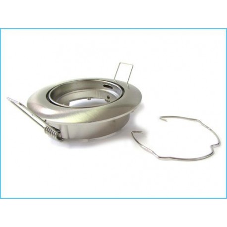 Carcassa Argento Acciaio Cornice Supporto Porta Faretto Incasso Orientabile