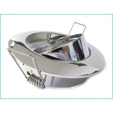 Carcassa Argento Acciaio Cornice Supporto Porta Faretto Incasso Orientabile