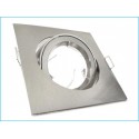 Carcassa Ghiera Argento Metallico Quadrata con Cornice Supporto Porta Faretto Incasso Orientabile